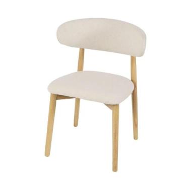 Imagem de Cadeira de Jantar Frida Creme Base Madeira Assento e Encosto Estofado 