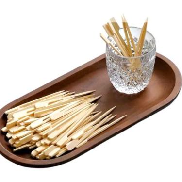 Imagem de 50 Espetos Palito 9Cm Bambu Lanche Aperitivo Petisco Gourmet - Bruartt