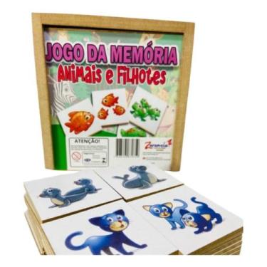 Imagem de Jogo Memória Animais Filhotes 40 Peças Brinquedo Pedagógico - Zaramela