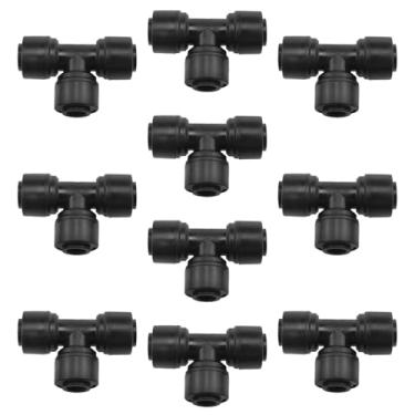 Imagem de FINBe Conectores em T de irrigação por gotejamento de 1/10.2 cm Conector de mangueira de irrigação por gotejamento Conexão rápida Conexões de irrigação por gotejamento 10 peças