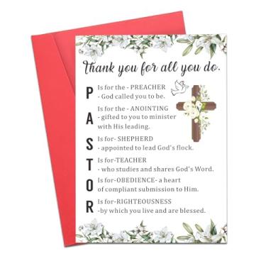 Imagem de Aiseavril Cadeau Cartão de agradecimento para pastor pregador - cartão de apreciação inspirador para ministros em eventos da igreja, cartão de felicitações acróstico sincero para esposa de um pastor