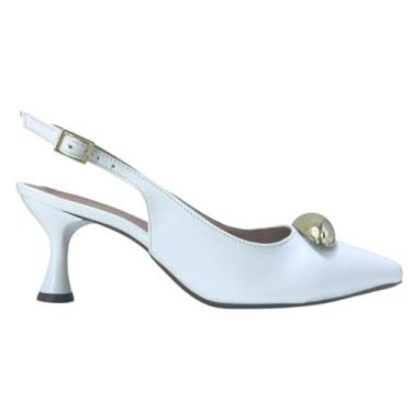 Imagem de Scarpin Aberto Atras Sapato Enfeite Salto Baixo 6cm Taça 180 (Branco, BR, Adulto, Numérico, 38)