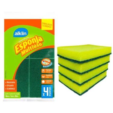 Imagem de Esponja lava prato louça Multiuso Abrasivo 4 esponjas - alklim