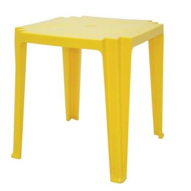 Imagem de Mesa Quadrada Tramontina Tambau Basic Em Polipropileno Amarelo Tramont