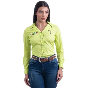Imagem de CAMISA COMPETICAO FEMININA MANGA LONGA TEXAS FARM - CAP007 - VERDE LIMAO-Feminino