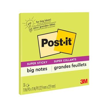 Imagem de Post-it Super Sticky Big Notes, 28 cm x 28 cm, 1 bloco, 2 unidades The Sticking Power, verde neon (BN11G)