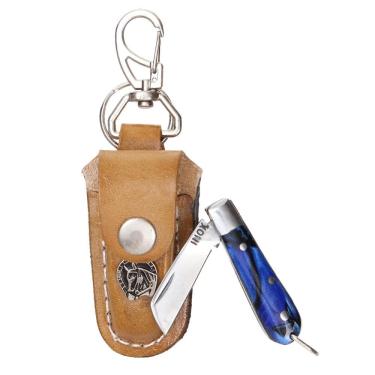Imagem de Mini Canivetee em Aço Inox Azul com Bainha em Couro Rodeo West 31119