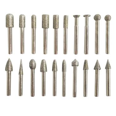 Imagem de Conjunto de rebarbas de moagem revestida com diamante de haste de 50 cm, brocas giratórias de esculpir brocas de moagem – Esfera, cilindro, bala, agulha, formas mais finas, LalaS006-2, 60 grit