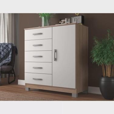Imagem de Cômoda Sapateira com Pés 1 Porta 5 Gavetas Zurique