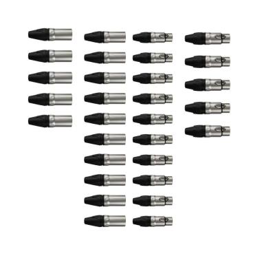 Imagem de Kit 30 Conectores Xlr 15 Plug Macho + 15 Plug Fêmea 3 Polos Wireconex WC-1013 WC-1003