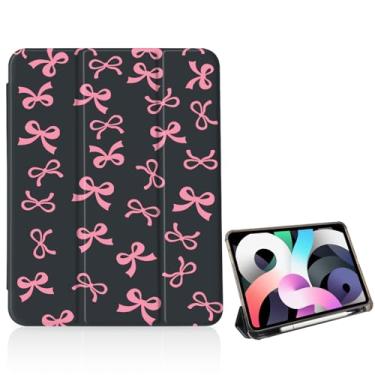 Imagem de Capa Kawaii com fita rosa para iPad Air 5/Air 4 (10,9 polegadas, 2022/2020) Air 5ª/4ª geração, [suporte para lápis + hibernar/despertar automático], capa inteligente traseira de TPU de couro macio