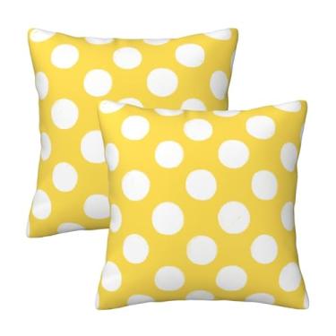 Imagem de HOSTECCO Capas de almofada de bolinhas 45,7 x 45,7 cm, conjunto de 2 fronhas amarelas boho, capas de almofada decorativas modernas para sofá, H-DHSDP-S2