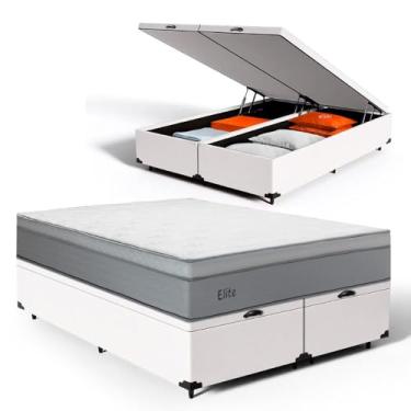 Imagem de Cama Box Baú com Colchão de Molas Ensacadas Pillow In Elite (Branco, Queen)