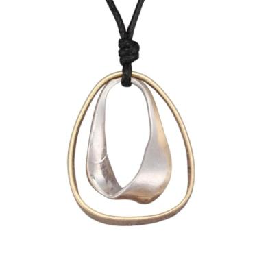 Imagem de JAOYU Colares boêmios para mulheres, colar de couro, pingente de madeira, gargantilha longa, marrom, círculo, boho, joia hippie, Couro sintético, Sem Pedra Preciosa