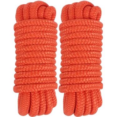 Imagem de Cordas de amarração marítimas trançadas duplas de 38 cm x 3/20.3 cm, 2 unidades, cordas de barco para ancoragem com ilhós de 30 cm, linhas de doca premium para barcos - laranja