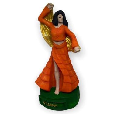 Imagem de Escultura Cigana Laranja 11 cm em Resina - Lua Mística - 100% Original