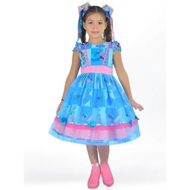 Imagem de Vestido Stitch Festa Junina São Joao Quadrilha Azul Luxuoso - Moderna 