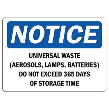 Imagem de Aviso - Placa universal de resíduos (Aerossóis, lâmpadas, baterias) | Adesivo adesivo adesivo de loja de varejo adere a qualquer superfície de 20 cm