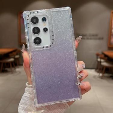 Imagem de MVVKKY Para Samsung Galaxy S23 3 em 1 Clear Gradient Glitter Case Capa de proteção completa (para Samsung Galaxy S23 / roxo)
