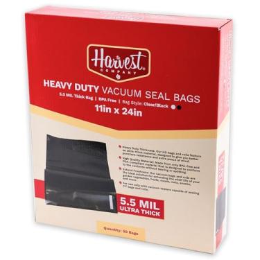 Imagem de The Harvest Company Sacos de vedação a vácuo, grau comercial, sacos de armazenamento de alimentos sem BPA, cozimento sous vide, transparente/preto, 28 x 61 cm, 50 unidades