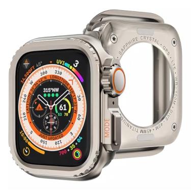 Imagem de Capa Protetora Case Bumper De Aço titanium Inoxidável marca 123smart Compativel Com Iwatch Serie 4 5 6 7 8 9 10 44mm 45mm 46mm Ultra 1 e 2 49mm (Titanium, 44mm)