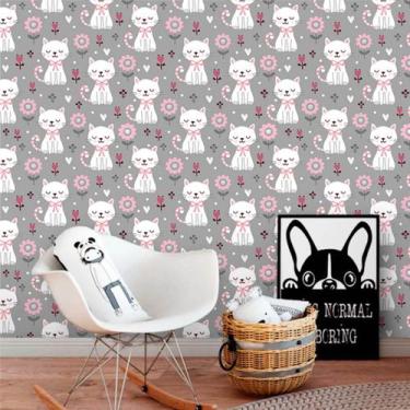 Imagem de Papel de Parede Vinil Autocolante Teen Gatinhos Cute 270 - Inove Papéi