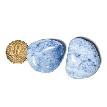 Imagem de 02 Quartzo Azul Rolado Natural Pedra G 30 a 45mm Tipo A - CristaisdeCu
