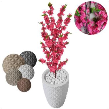 Imagem de Planta Cerejeira Pink Flor Artificial Com Vaso Decoração - Flor de Men