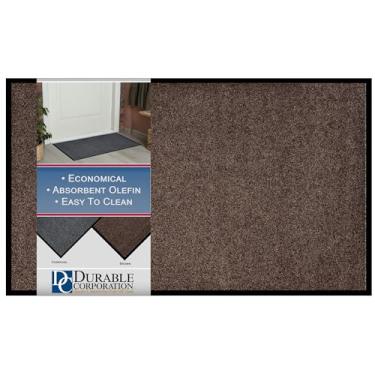Imagem de Durable Corporation - 654S23BN Wipe-N-Walk Tapete de entrada de carpete interno com revestimento de vinil, 6 cm x 8 cm, marrom