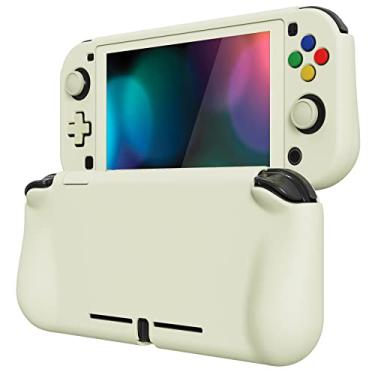 Imagem de playvital ZealProtect Capa protetora para Nintendo Switch Lite, capa rígida para Nintendo Switch Lite com protetor de tela, tampas de aperto de polegar e tampas de botão, Amarelo antigo, Capa traseira