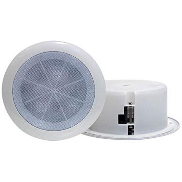 Imagem de Alto-falante de parede de teto de 16,5 cm - Sistema de alto-falante Woofer de gama completa de 1,5 polegadas com design nivelado com 60 Hz-16 kHz Resposta de frequência de 120 watts Pico e modelo para fácil instalação - Pyle PDICS6 Branco