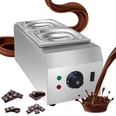 Imagem de Máquina de derreter chocolate, máquina de temperar chocolate com tanque duplo, máquina elétrica de derreter chocolate de 1000 W para derreter e aquecer chocolate/leite/creme