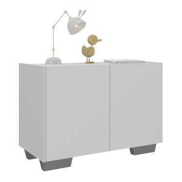 Imagem de Mesa De Cabeceira Com Pés 2 Portas Multimóveis Mp4134 Branca/cinza Branco/cinza