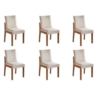Imagem de Conjunto 6 Cadeiras De Jantar Mônaco Yescasa Castanho Cinamomo-bege