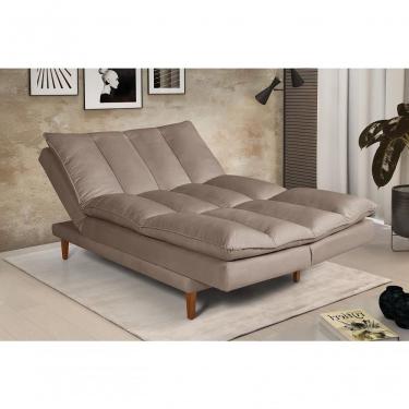Imagem de Sofá Cama Vancouver 3 Lugares Império Reclinável Casal Pés Madeira Suede Chocolate 377