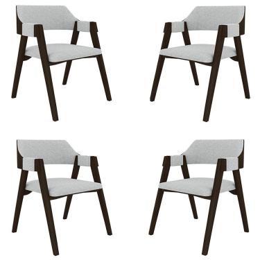 Imagem de Kit 4 Cadeiras Sala De Jantar E Jogos Carteados Madeira Maciça Poker Linho Cinza-capuccino G42 - Gran Belo