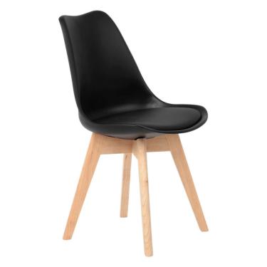 Imagem de Cadeira Leda – Charles Eames, Saarinen Wood Com Almofada Preta