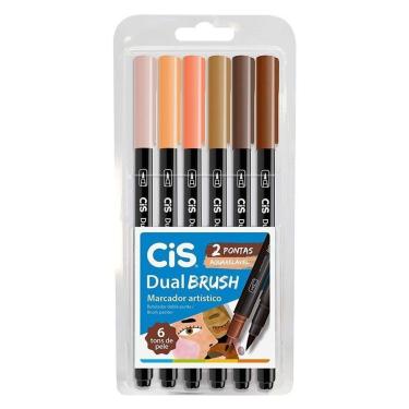 Imagem de Caneta Pincel Cis Dual Brush Tons De Pele Com 6 Cores