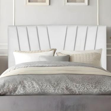 Imagem de Cabeceira Casal Queen Size Cama Estofada 160 Cm Emma Corino Branco