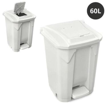 Imagem de Lixeira Cesto de Lixo 60 Litros com Rodas, Pedal e Trampa Click Cesto 