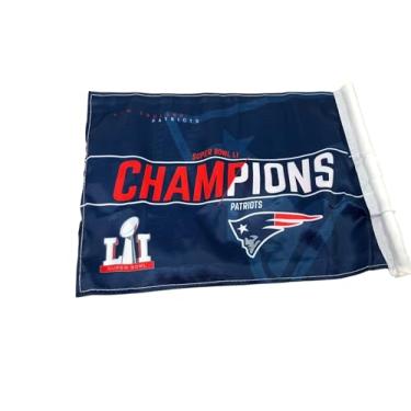 Imagem de Rico Industries Bandeira de carro dupla face secundária NFL New England Patriots - 40,6 cm x 48,3 cm - mastro forte que se encaixa no carro/caminhão/automóvel