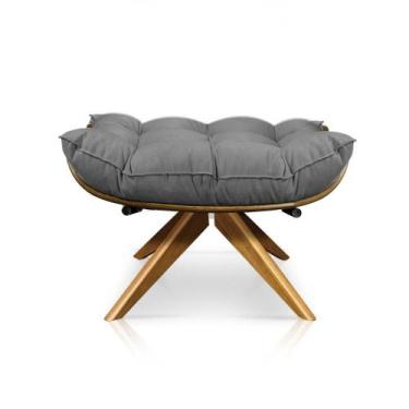 Imagem de Puff Giratório Costela Suede Base Madeira D'rossi - Grafite - DROSSI
