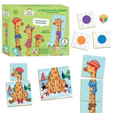 Imagem de Brinquedo Pedagógico O Pescoço Da Girafa Para Aprender Cores Atenção E