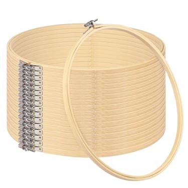 Imagem de GNIEMCKIN Conjunto De 17 Bastidores Bambu Para Bordado, Anéis Ponto Cruz Ajustáveis 12" A Granel Costura E Artesanato, Com Mecanismo Fácil Afrouxamento Aperto, Ideal Presentear Ou Decorar.