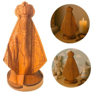 Imagem de Imagem Nossa Senhora Aparecida Madeira Teca Base Removível - Brasa Sto