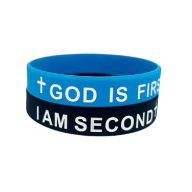 Imagem de Todu Pulseira GOD IS FIRST IM SECOND Pulseiras de Borracha de Silicone Cruz Cristã Pulseiras de Casal Joias Jesus Faith para Mulheres e Homens, Adjustable, Sem Pedra Preciosa