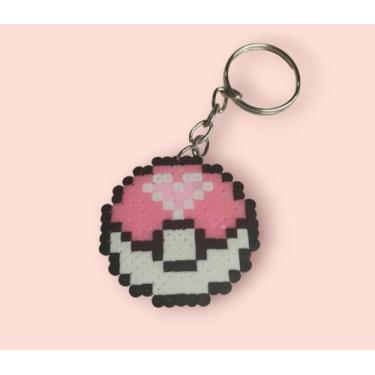 Imagem de Chaveiro Pokébola coração pixel arte - Pixel Jipa 