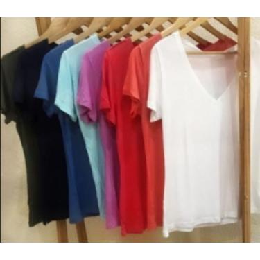 Imagem de Blusa feminina tshirt decote V podrinha - filo modas, Laranja, m