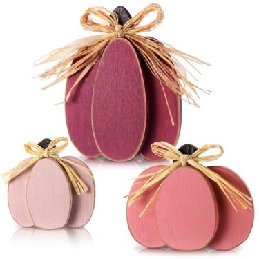 Imagem de Ferraycle 3 peças decoração de abóbora outono placas de madeira 3D abóbora decoração de mesa placa de fazenda bandeja rústica em camadas decorações bloco centros de mesa placa de pé para colheita de