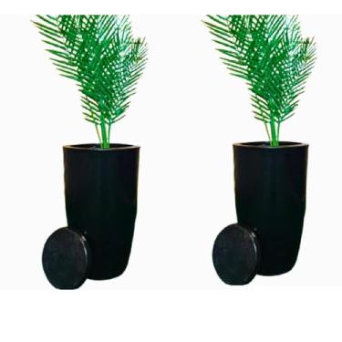 Imagem de Kit 2 Vaso De Planta Polietileno Coluna Lisa Luxo Médio N3 (preto)
